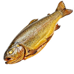 Hot smoked trout, isolated on transparent background, png