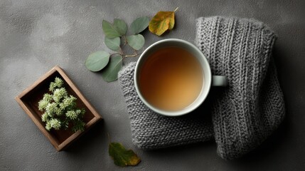 cozy autumn cup of hot tea