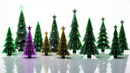Cyber Christmas: A Futuristic Forest of 3D Wireframe Trees