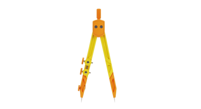 Isolated compass drawing instrument tool for graphics and drafting tasks on paper sheet work