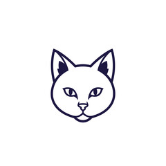 Obraz premium Simple line drawing of a cat's face, featuring pointed ears and a triangular nose.