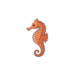 Fototapeta premium A detailed illustration of a seahorse, showcasing its unique body shape and orange coloration.