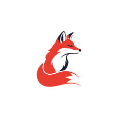 Obraz premium Stylized red fox head and body illustration looking right on a white background.