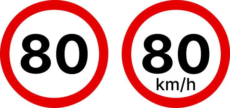 80 kmh highway speed limits. Road speed limit signs. 80 km speed limit sign. Ten kilometers per hour speed limit