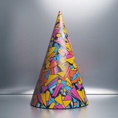 Cone shape on plain silver background graphic design pop art