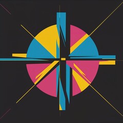 Crosshair shape on plain black background graphic design pop art