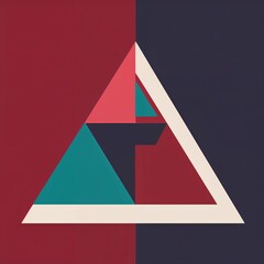 Scalene triangle on plain dark red background graphic design pop art