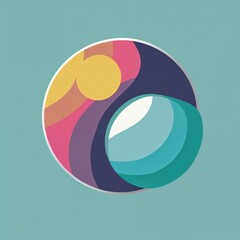 Semi circle on plain turquoise background graphic design pop art