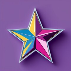 Star on plain purple background graphic design pop art