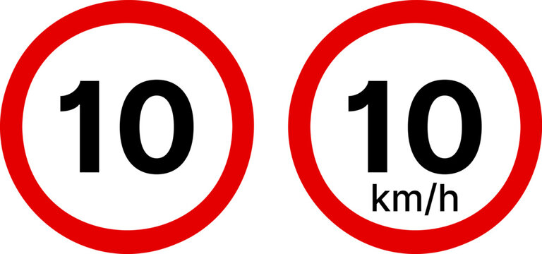 10 kmh highway speed limits. Road speed limit signs. 10 km speed limit sign. Ten kilometers per hour speed limit