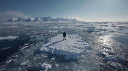Solitary figure on ice floe