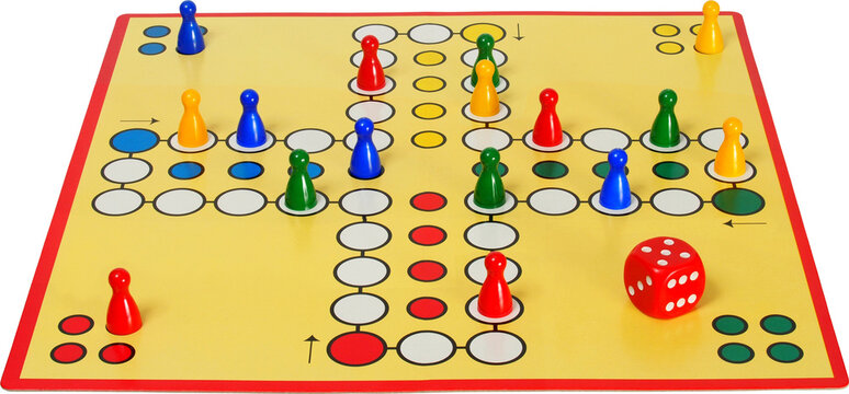 Ludo board game with die and pieces