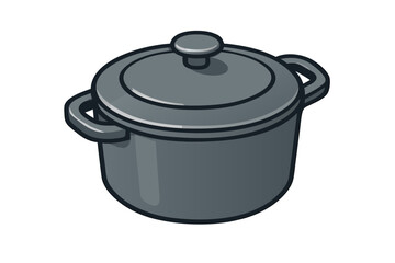 Classic Kitchen Pot Illustration with Lid