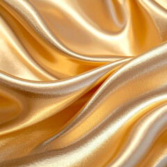 Golden Satin Fabric Waves Background