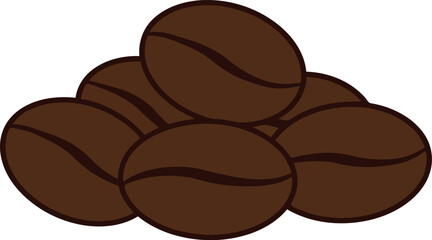 Fresh roasted coffee beans pile aromatic beverage ingredient vector