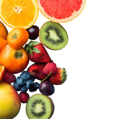 Colorful Assortment of Fresh Fruits on Black Background Delicious and Nutritious Food for Healthy Lifestyle