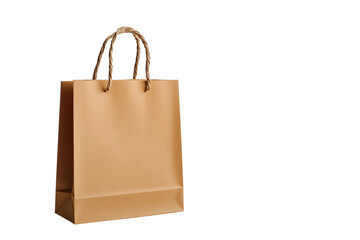 Brown paper shopping bag with rope handles isolated on a transparent background