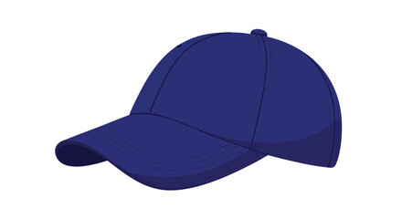 Fototapeta premium Illustration of a simple, classic, dark blue baseball cap on a white background, presenting a versatile and casual style item