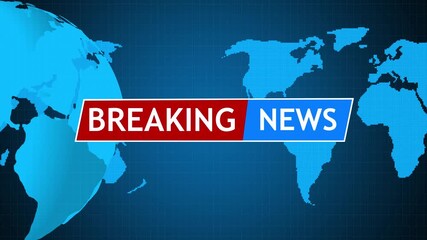Global breaking news announcement with digital world map background , Glowing earth icon with real-time news alerts, Professional digital interface for current events and headlines. - Powered by Adobe