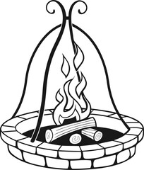 Simple fire pit icon silhouette vector illustration on a white background