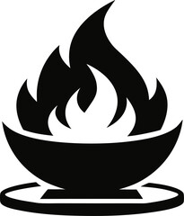 Simple fire pit icon silhouette vector illustration on white background