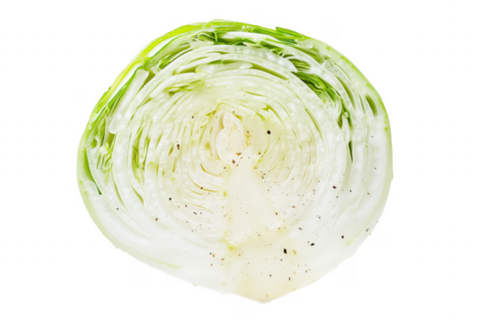 Fresh green cabbage cross section isolated on a transparent background