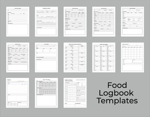 Food Logbook templates bundle vector illustration -EPS 10