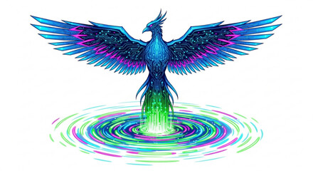 Digital phoenix bird vector illustration for graphic design and artwork projects download available now