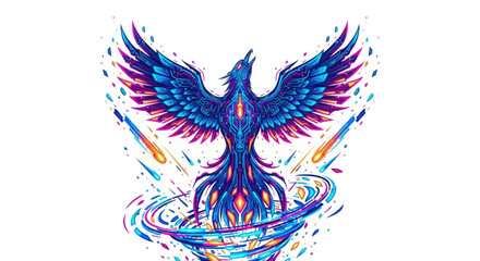 Phoenix bird colorful illustration vector art design graphic mythical creature rising fire rebirth fantasy art
