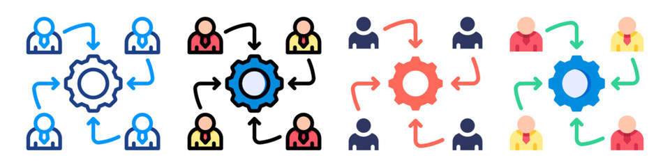 Employee Engagement Icon Set Multiple Style Color Vector Illustration 