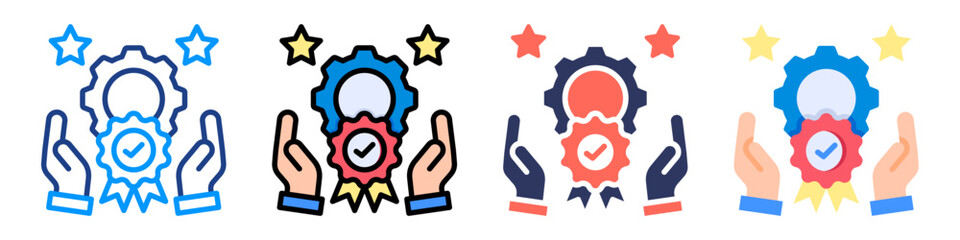 Quality Management Icon Set Multiple Style Color Vector Illustration 