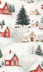 Naklejka premium Fluffy Cat with Christmas Tree Background, Cartoon Art,Christmas Background Composition with Festive Ornaments for Holiday Celebration Greeting Card Concept