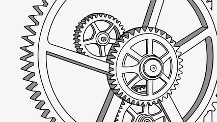 Illustration of interlocking gears with visible teeth and central hubs in a mechanical arrangement