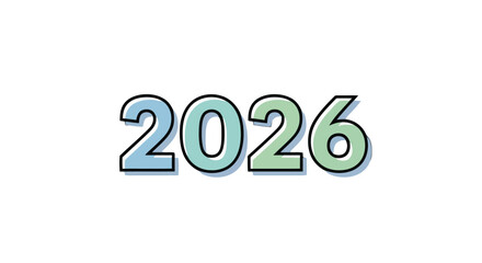 The year 2026 in stylized font with light blue and green gradient