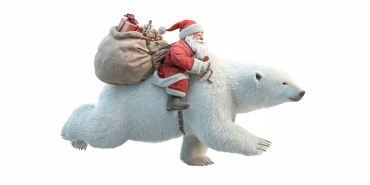 Real Santa Claus carrying big bag santa, claus, real, full, father, length, isolated