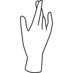 Obraz premium Close up of a single hand with crossed fingers against a transparent background depicting luck and hope with clear outline drawing