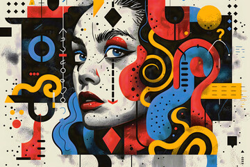 Overthinking, depression, anxiety – conceptual illustration symbolizing emotional overload, burnout, inner conflict and mental health struggle through a fragmented, modern human figure. 