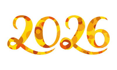 2026 Number. Happy New Year icon. Hand drawn illustration.