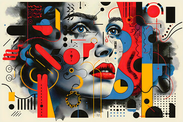 Overthinking, depression, anxiety – conceptual illustration symbolizing emotional overload, burnout, inner conflict and mental health struggle through a fragmented, modern human figure. 