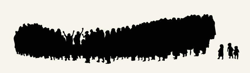 Vector drawing. Big people crowd