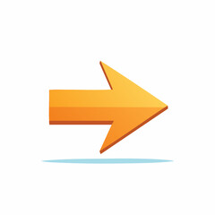 Bright orange arrow icon pointing right. A 3D vector illustration symbolizing direction, progress, and forward movement.