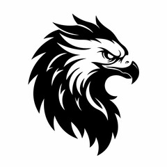 Detailed Black and White Eagle Head Mascot Logo Illustration