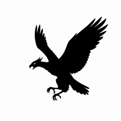 Obraz premium Silhouette Powerful Soaring Eagle Wild Animal Bird Wildlife Illustration