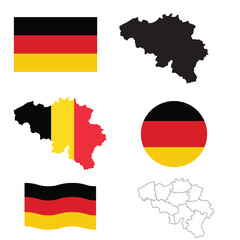 Explore Belgium with this set of editable maps and stylized flags – great for presentations, websites, and branding.