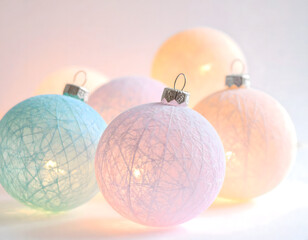 Soft Glow Pastel String Christmas Ornaments