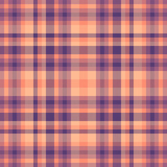 Classic plaid pattern with a textured feel in peach and violet hues. Versatile for backgrounds, textiles, or digital art. Evokes warmth and tradition.