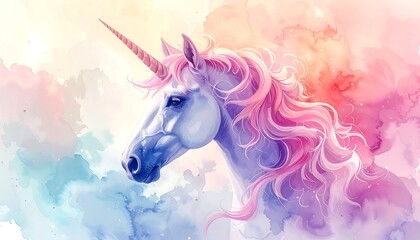 Naklejka premium Pastel unicorn portrait