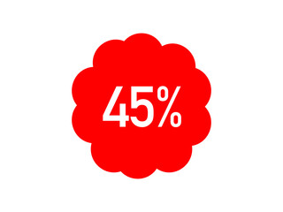 Red 45% off sale label – minimalist starburst vector badge for ecommerce & retail ads	