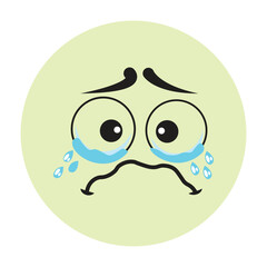 Cartoon crying face expression with tears rolling down symbolizing sadness and despair