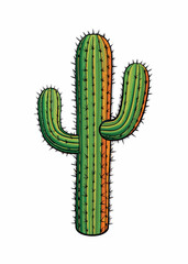 An isolated succulent cactus with thorns sits on a white background, while another plant thrives in the dry desert under the blue sky, and a third cacti forms a heart shape